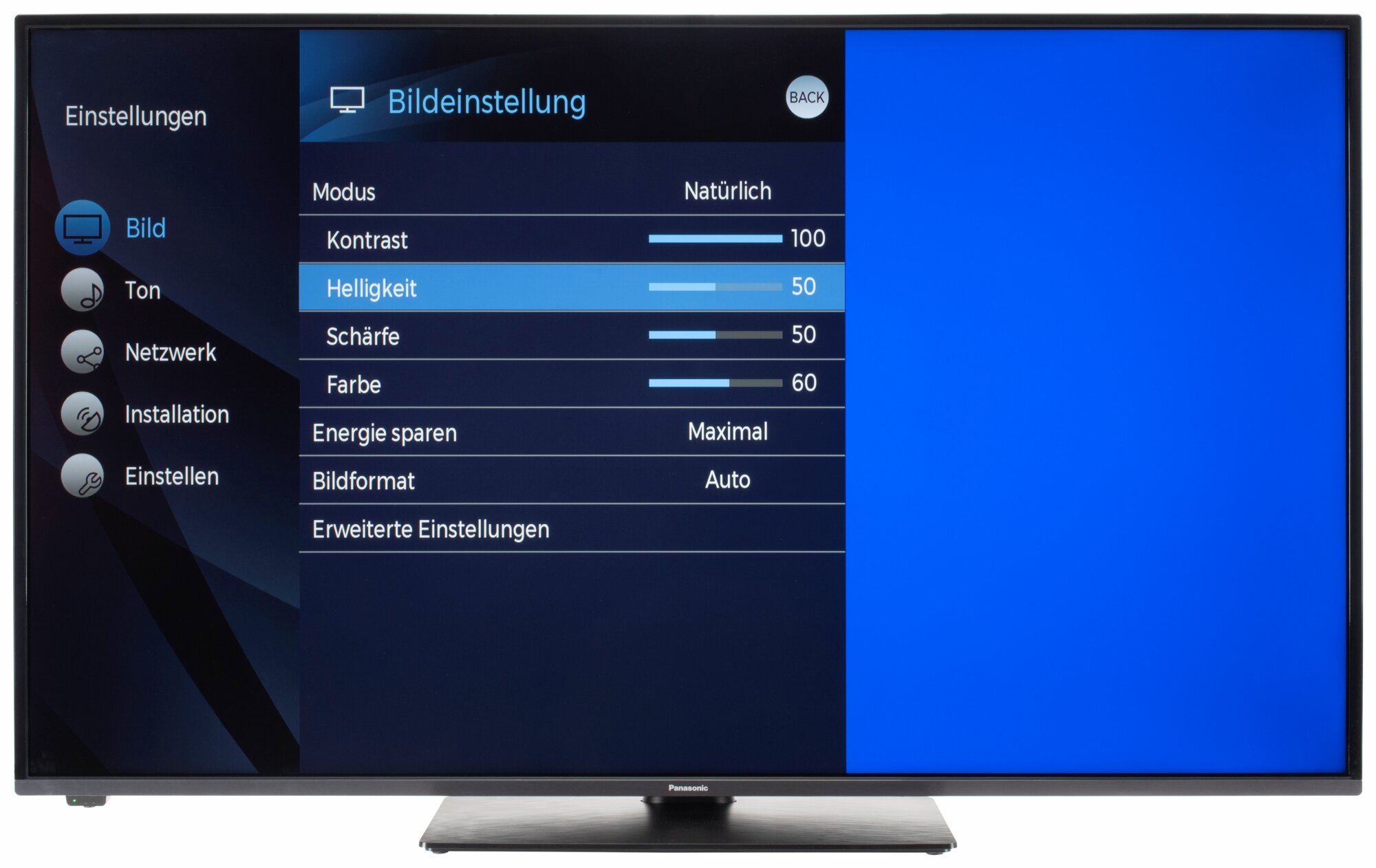 Panasonic TX-55JXW604 Bildschirmmenü