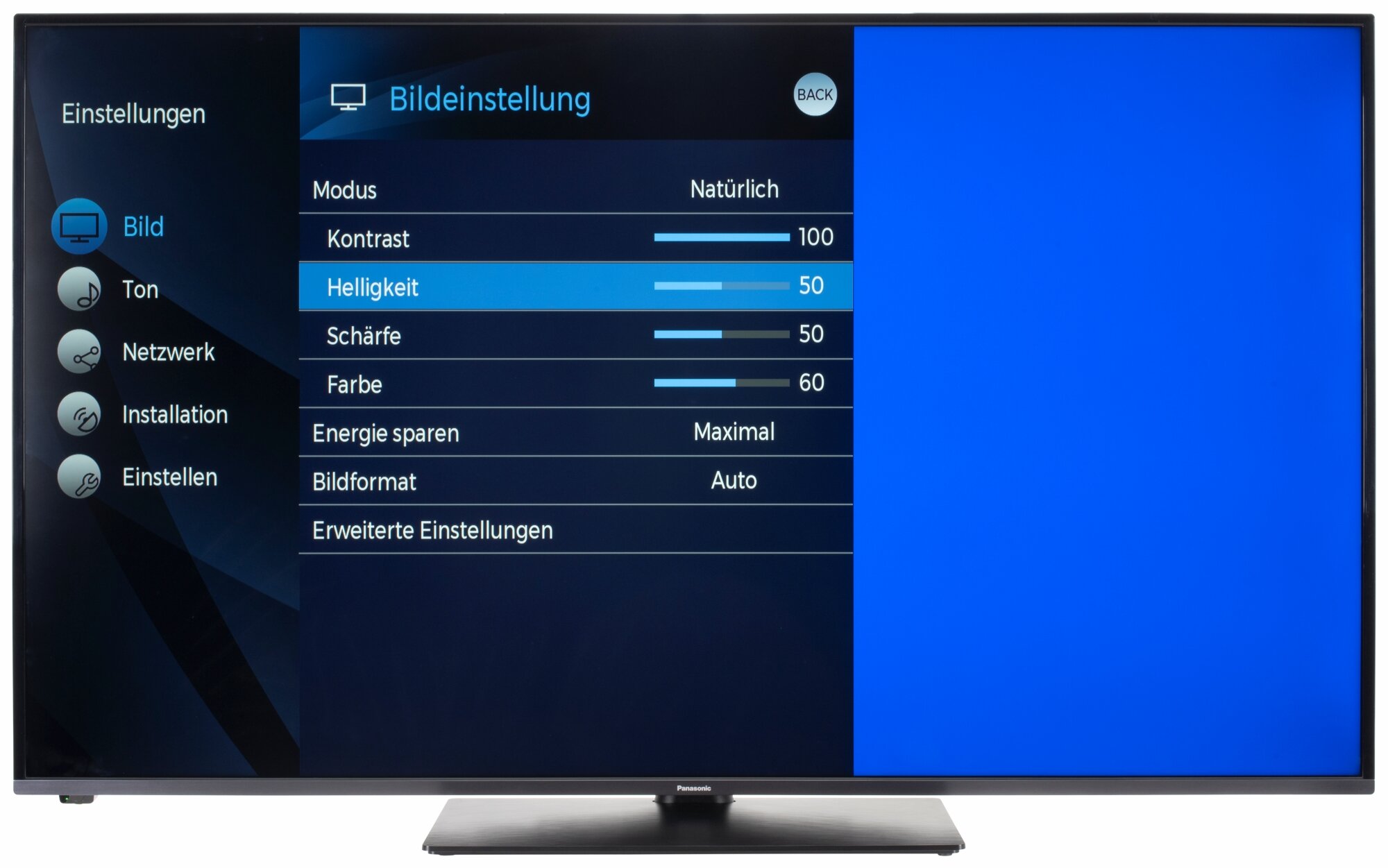 Panasonic TX-65JXW604 Bildschirmmenü