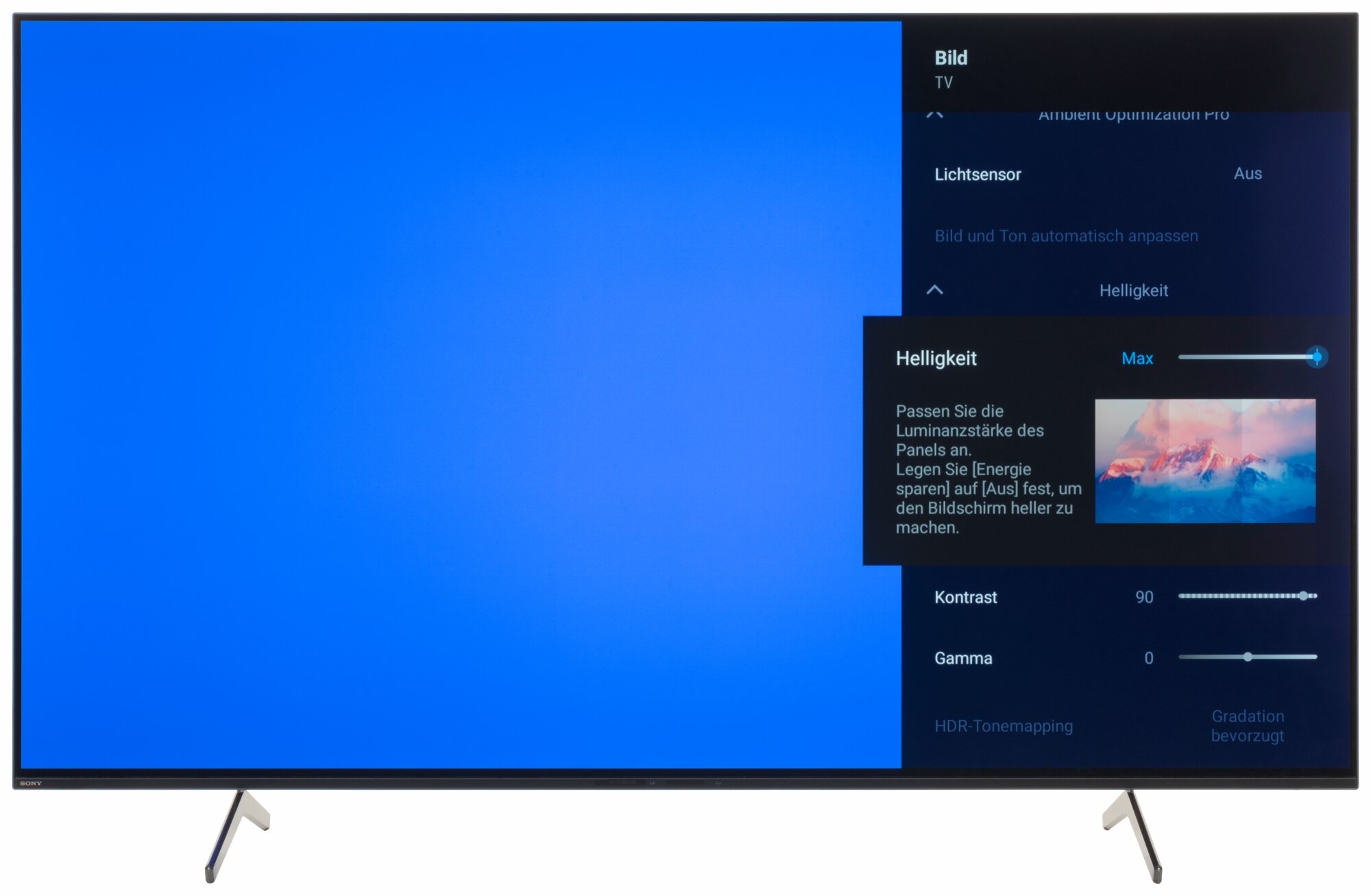 Sony XR-65A75K Bildschirmmenü