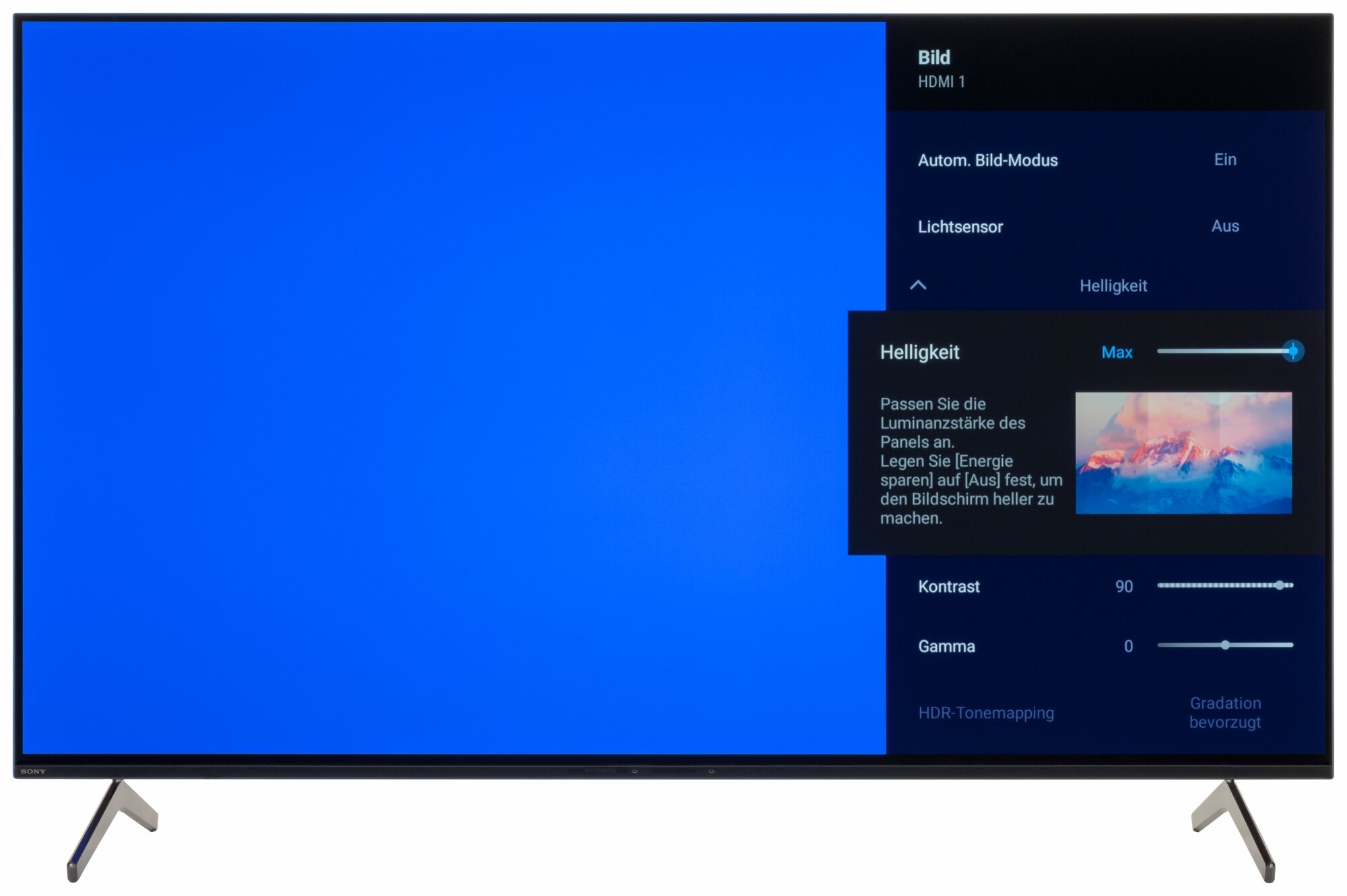 Sony XR-55A75K Bildschirmmenü