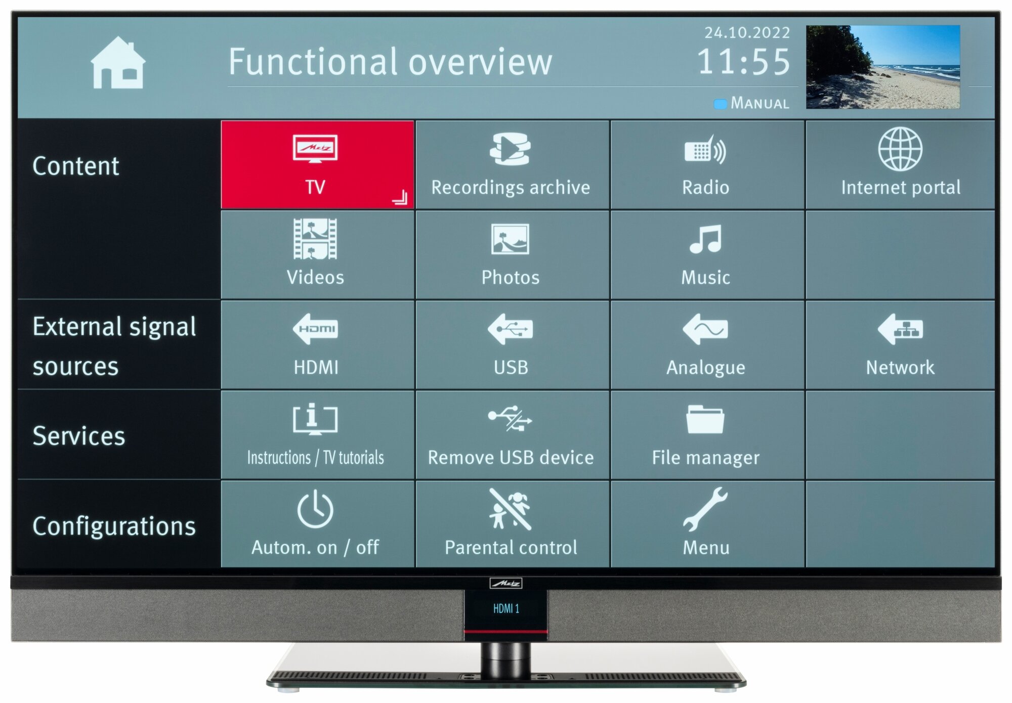 Metz Aurus 48 TY88 Oled twin weitere Menüansicht