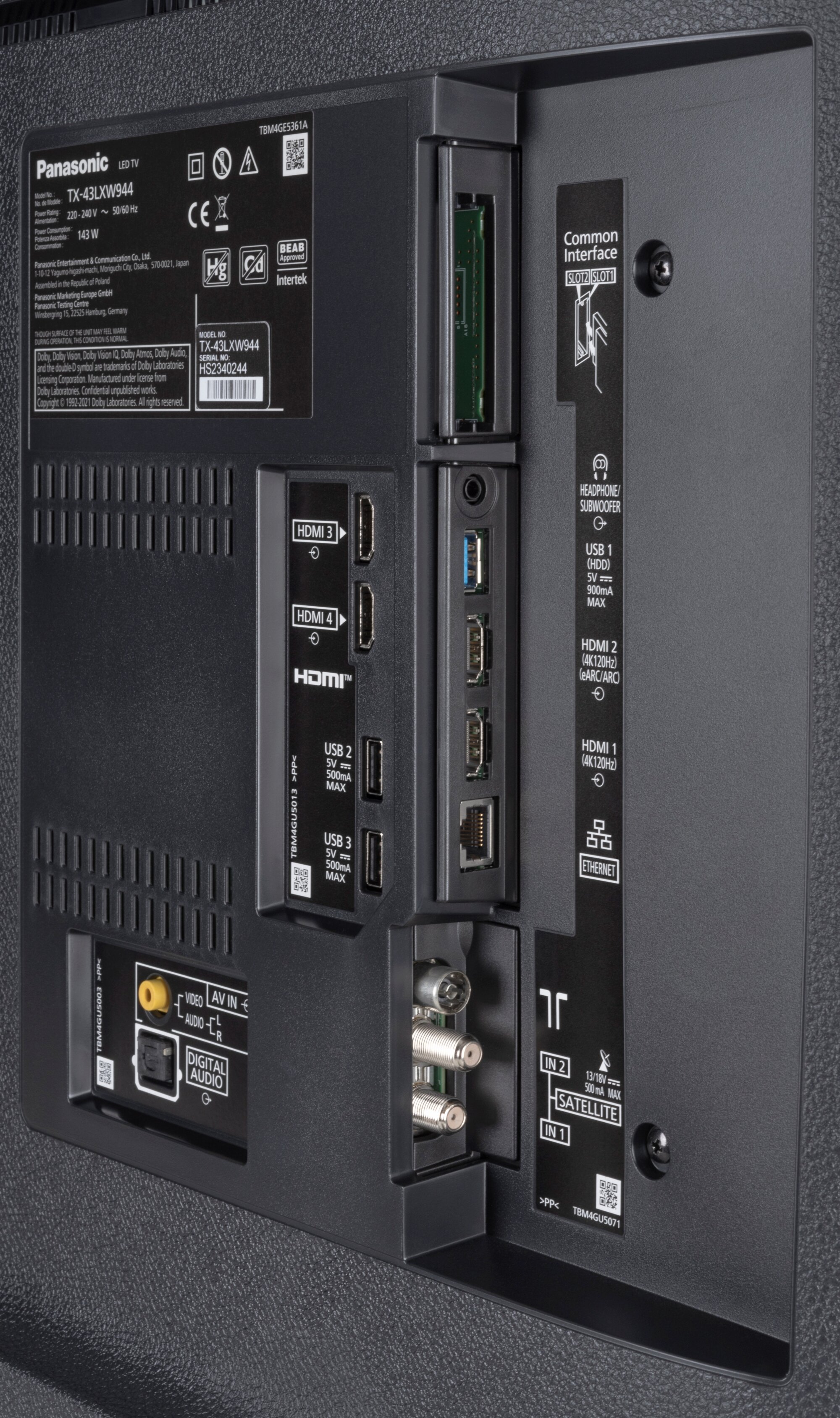 Panasonic TX-43LXW944 Anschlüsse