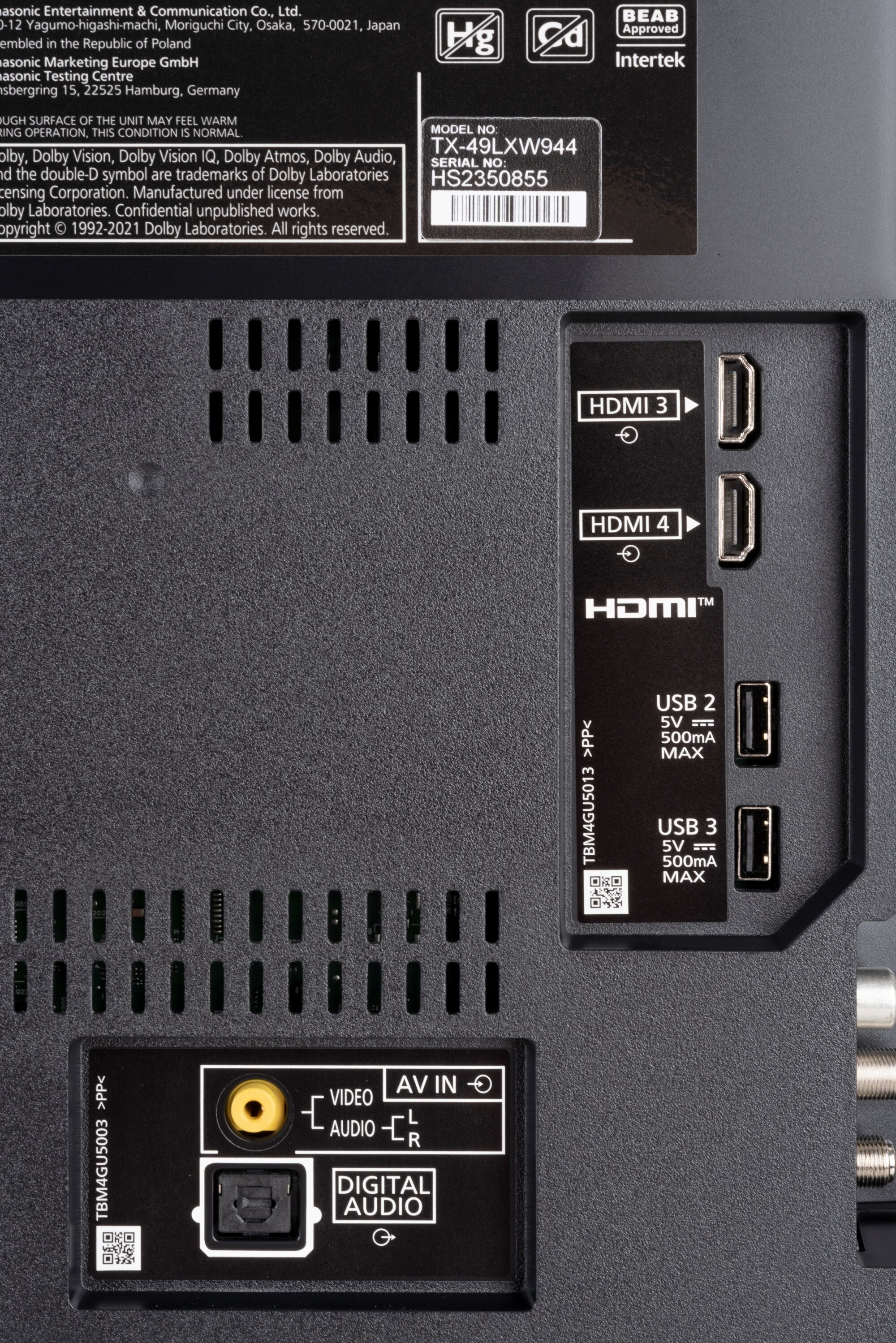 Panasonic TX-49LXW944 weitere Anschlüsse