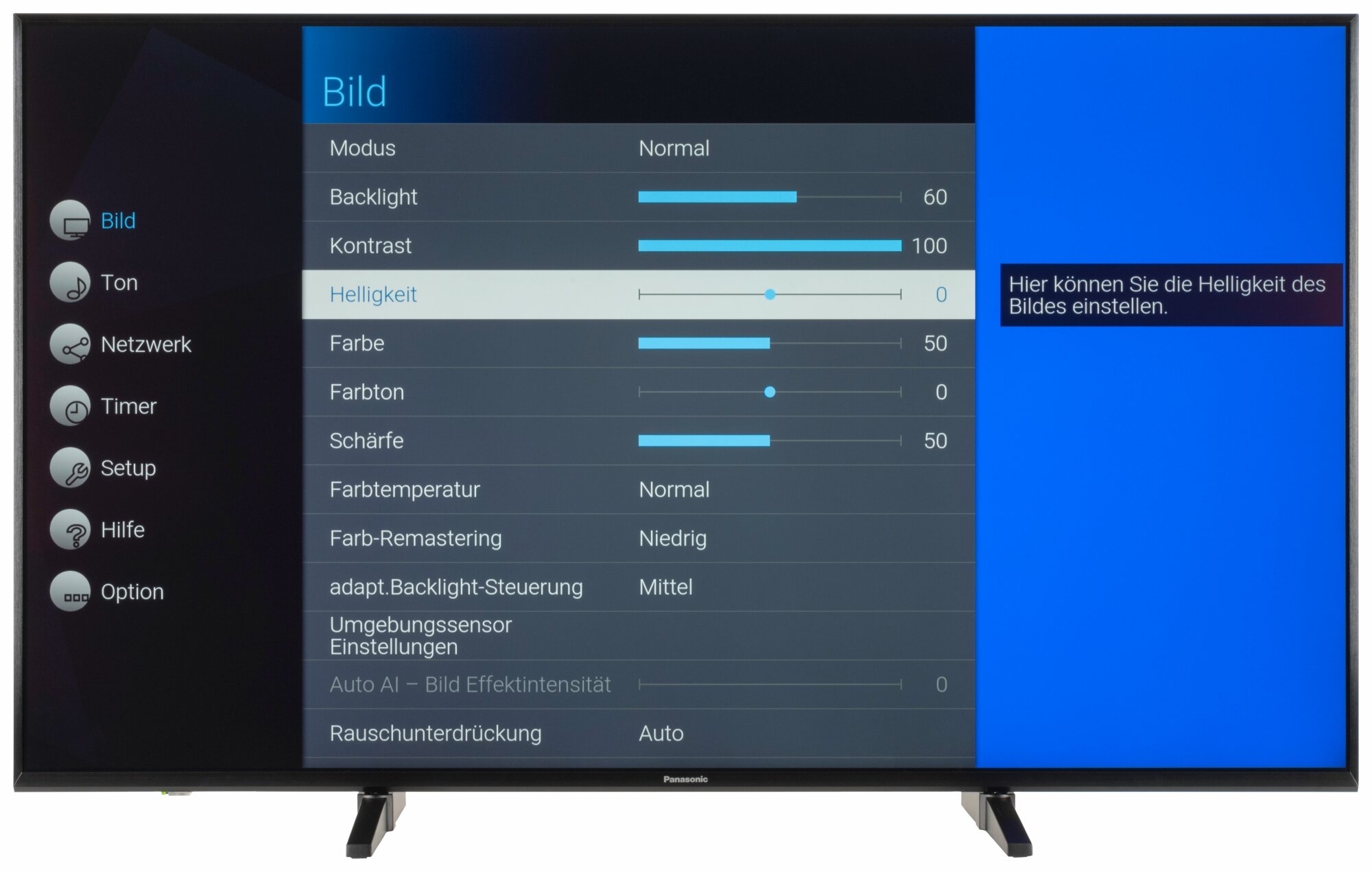 Panasonic TX-49LXW944 Bildschirmmenü