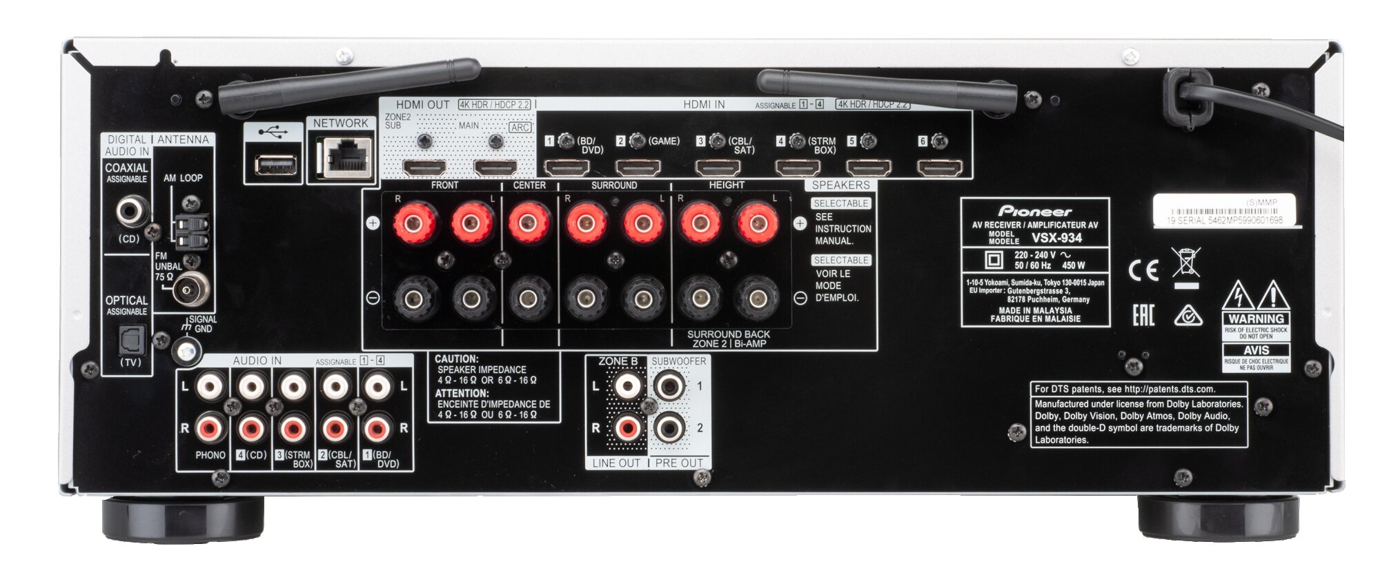 Pioneer VSX-934 Anschlüsse